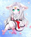  artist_request cat furry green_eyes long_hair open_mouth white_hair 