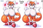  &lt;3 2017 anthro big_breasts blush breasts canine crossgender doll duo featureless_breasts female fox fur hair mammal mouthless simple_background sonic_(series) standing stitches tails_doll walter_sache white_background 