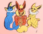  2017 anus blue_eyes blue_skin blush brown_fur butt clitoris eevee eeveelution english_text eyelashes female feral fin flareon fur group half-closed_eyes humanoid_pussy jolteon larger_female lying nintendo nude on_back open_mouth pawpads paws pink_pawpads pok&eacute;mon purple_eyes pussy red_fur shikaro signature size_difference smaller_female smile spread_legs spreading teats teeth text tuft vaporeon video_games white_fur white_membrane yellow_fur yellow_membrane 
