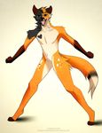  2016 angiewolf anthro canine digitigrade featureless_crotch fox fur heterochromia looking_at_viewer male mammal open_mouth orange_fur simple_background solo standing teeth white_background 