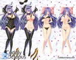  armor axe black_armor black_legwear breasts butter-t camilla_(fire_emblem_if) cleavage cleavage_cutout dakimakura fire_emblem fire_emblem_if gloves hair_over_one_eye large_breasts long_hair looking_at_viewer multiple_views navel nipples nude petals pillow purple_hair pussy red_eyes simple_background swimsuit thighhighs tiara weapon white_background 
