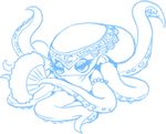  bedroom_eyes cephalopod fan_(disambiguation) female feral half-closed_eyes makeup marine mascara nezumi octopus seductive simple_background 