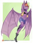  anthro bat breasts clothed clothing female fur hair mammal matemi navel open_mouth smile solo standing wings 