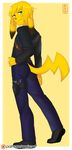  anthro clothed clothing hair looking_at_viewer male matemi nintendo pikachu pok&eacute;mon simple_background smile solo standing video_games 