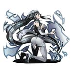  absurdly_long_hair ass breasts detached_sleeves divine_gate floating_hair full_body grey_skirt kneeling large_breasts long_hair namari_(divine_gate) official_art shadow sideboob silver_eyes silver_hair skirt solo tail transparent_background ucmm very_long_hair 