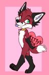  &lt;3 2017 4_toes ailuranthropy anthro barefoot biped black_fur black_markings black_nose black_pawpads blue_tongue border canine cheek_tuft chest_tuft chibi collar cute digital_media_(artwork) digitigrade dipstick_tail english_text eyebrows facial_markings fox fur green_eyes head_tuft looking_at_viewer male mammal markings multicolored_fur multicolored_tail nude outside_border pawpads paws pink_background pink_border red_fur red_tail signature simple_background snout solo tasteful_nudity text toes tongue tongue_out tuft two_tone_tail walking white_fur white_tail zoru 