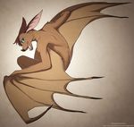  2016 angiewolf anthro bare_back bat blue_eyes brown_fur fur male mammal membranous_wings nude open_mouth simple_background smile teeth tongue wings 