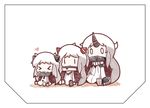 &gt;_&lt; 3girls :3 airfield_hime blush_stickers c: chibi claws closed_eyes commentary dress highres horn horns kantai_collection multiple_girls northern_ocean_hime nuu_(nu-nyu) seaport_hime shinkaisei-kan smile white_dress white_hair |_| 