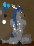  2017 angrypielover anthro antlers blue_hair blush butt canine cervine deer digital_media_(artwork) feet fur hair hi_res horn lir_le_fox looking_at_viewer male mammal nude simple_background smile solo white_fur winters_haze 