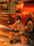  anthro armor canine clothed clothing digital_media_(artwork) dog english_text firefighter firefighter_uniform footwear helmet husky male mammal simple_background text vallhund 