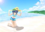  artist_request beach bikini day glasses hat hidamari_sketch outdoors sae solo sun_hat swimsuit 