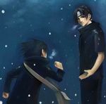  artist_request brothers cold leaf naruto running siblings snow uchiha_itachi uchiha_sasuke winter 