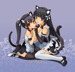  akiyama_mio alternate_costume animal_ears breasts cat_ears cleavage elbow_gloves enmaided frills gloves k-on! large_breasts legs maid mao_yu medium_breasts multiple_girls nakano_azusa tail thighhighs translated twintails 