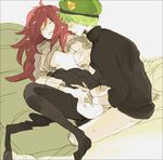  bed blush breasts eyes_closed female flaky flippy green_hair hair happy_tree_friends human legwear male mammal red_hair sex stockings straight 