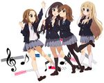  akiyama_mio apple-boy black_eyes black_hair blonde_hair blue_eyes brown_eyes brown_hair hirasawa_yui k-on! kotobuki_tsumugi long_hair multiple_girls musical_note pantyhose school_uniform short_hair tainaka_ritsu 