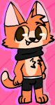 anthro black_clothing black_underwear brown_pupils clothing domestic_cat felid feline felis fur male male/male mammal orange_body orange_fur paws pupils smile solo tail teeth tinky tinky_(character) underwear