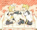  1girl brother_and_sister cake eating food kagamine_len kagamine_rin pastry rogie siblings sweets twins vocaloid 