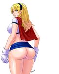  1girl ass blonde_hair blue_eyes breasts cape dc_comics devil-v large_breasts looking_back solo supergirl 