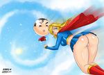  ass balloon blonde_hair blue_eyes breasts cape dc_comics devil-v from_behind huge_ass large_breasts supergirl superman 