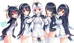  :d black_hair blush emperor_penguin_(kemono_friends) gentoo_penguin_(kemono_friends) hair_over_one_eye headphones hood hooded_jacket humboldt_penguin_(kemono_friends) jacket japari_symbol kemono_friends leotard long_hair looking_at_viewer miniskirt multicolored_hair multiple_girls open_mouth penguins_performance_project_(kemono_friends) pink_hair pleated_skirt red_eyes red_hair rockhopper_penguin_(kemono_friends) royal_penguin_(kemono_friends) shiero. skirt smile standing thighhighs very_long_hair white_background white_hair white_skirt yellow_eyes zettai_ryouiki 