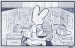  chair clothed clothing cup desk disney judy_hopps lagomorph looking_away mammal mistermead office paperwork rabbit sitting vr_goggles zootopia 