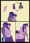  anthro anus bare_back clothed clothing comic duo equine feathered_wings feathers female friendship_is_magic hair horn kanashiipanda male mammal my_little_pony night_light_(mlp) purple_eyes purple_hair pussy simple_background smile twilight_sparkle_(mlp) wide_hips winged_unicorn wings yellow_eyes 