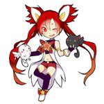  1girl alternate_costume alternate_hair_color alternate_hairstyle elbow_gloves jinx_(league_of_legends) kuro_(league_of_legends) league_of_legends long_hair magical_girl shiro_(league_of_legends) star_guardian_jinx thighhighs tied_hair twintails very_long_hair wink 