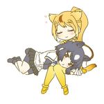  animal_ears bear_ears bear_girl bear_tail bike_shorts brown_bear_(kemono_friends) circlet commentary_request golden_snub-nosed_monkey_(kemono_friends) heart kemono_friends lap_pillow monkey_ears monkey_tail multiple_girls nekota21 petting short_hair tail 