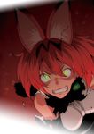  angry animal_ears bow bowtie commentary elbow_gloves fangs gloves glowing glowing_eyes highres kemono_friends neon_genesis_evangelion puyo rebuild_of_evangelion serval_(kemono_friends) serval_ears short_hair teeth 