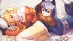  animal_ears ezo_red_fox kemono_friends mact pantyhose silver_fox tail 