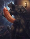  2016 5_fingers abs anthro balls biceps big_balls biped black_fur black_lips black_nose black_panther black_tail blue_eyes candle claws cum cumshot digital_media_(artwork) ejaculation erection fangs feline front_view fur gage_the_panther glans huge_balls humanoid_penis hyper hyper_balls hyper_penis lips long_tail looking_at_viewer male mammal muscular muscular_male nude open_mouth orgasm panther pecs penis pink_penis quads saggy_balls snarling solo spectrumshift standing teeth vein veiny_balls veiny_muscles veiny_penis 