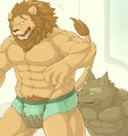  abs anthro biceps canine clothing digital_media_(artwork) feline fur lion male mammal muscular muscular_male pecs wildheit wolf 