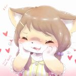  artist_request brown_hair cat eyes_closed furry open_mouth smile 
