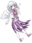  bare_legs breasts covering_mouth dress full_body jacket kishin_sagume medium_breasts open_clothes open_jacket purple_dress purple_eyes rimei short_dress single_wing solo touhou white_hair wings 