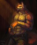  2015 abs anthro biceps canine clothed clothing digital_media_(artwork) fur male mammal muscular muscular_male pecs topless wolf xuan_sirius 