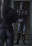  bulge clothing collar crossed_arms deusexmoose elf humanoid looking_at_viewer male muscular rubber solo standing underwear 