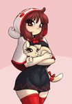  blush cat dual_persona highres holding hood kaho_(momodora) limebreaker momodora:_reverie_under_the_moonlight smile thighhighs zettai_ryouiki 