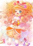  ;d aki_(na_uup) animal_ears bear_ears bloomers blue_eyes bow cure_mofurun curly_hair full_body gloves hands_on_own_cheeks hands_on_own_face happy hat hat_bow highres long_hair magical_girl mahou_girls_precure! mini_hat mini_witch_hat mofurun_(mahou_girls_precure!) one_eye_closed open_mouth orange_hair personification pink_bow precure red_bow smile solo star star_in_eye symbol_in_eye underwear witch_hat yellow_bloomers yellow_bow yellow_gloves yellow_hat 