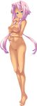  absurdres barefoot blue_eyes breasts facial_mark forehead_mark full_body hair_over_shoulder hand_to_own_mouth highres hikage_eiji koihime_musou long_hair medium_breasts nipples no_pussy nude official_art pink_hair smile solo sonken transparent_background 
