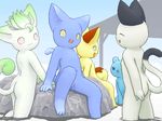  2ch anthro bath blue_fur butt cat feline female flat_chested fur group mammal navel nude outside pussy rock water white_fur wool_(artist) 