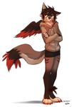  anthro avian bird canine claws clothed clothing falvie feathered_wings feathers fluffy fluffy_tail fur hair hybrid male mammal paws phoenix smile solo soulbriar_(artist) standing toe_claws toeless_(marking) toes wings wolf 