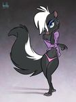  2017 anthro artbirchly_(artist) clothed clothing courtney-brushmarke disney female looking_at_viewer mammal simple_background skunk solo underwear zootopia 