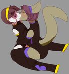  ambiguous_gender anthro blush canine clothed clothing duo eyes_closed female female/ambiguous hair kissing mammal polywomple unknown_species 