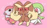  &lt;3 ambiguous_gender anthro blush gardevoir lagomorph lopunny mammal medicham nettsuu nintendo open_mouth pink_background pok&eacute;mon pok&eacute;mon_mystery_dungeon red_eyes simple_background video_games 