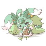  :3 blue_eyes carbuncle earth_light_carbuncle emerald_(disambiguation) feral fur gem green_fur nettsuu plant puzzle_&amp;_dragons simple_background solo video_games water watering_can white_background white_fur 