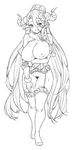  blush breasts draph garter_belt gloves granblue_fantasy greyscale hair_between_eyes hat horns izmir large_breasts long_hair mole mole_under_mouth monochrome mushi024 no_panties pointy_ears pubic_hair sketch thighhighs very_long_hair 
