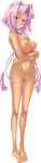  absurdres barefoot blue_eyes blush breasts crossed_arms facial_mark forehead_mark full_body hair_over_shoulder highres hikage_eiji koihime_musou long_hair medium_breasts nipples no_pussy nude official_art pink_hair solo sonken transparent_background 