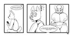 ! age_difference anthro beauty_mark big_breasts biting_lip black_and_white blush breasts canine caprine cellphone cleavage clothed clothing comic dialogue dog english_text female frown hair huge_breasts komponi male mammal mature_female monochrome nipples older_female phone sheep speech_bubble text wide_hips wool 