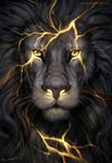  2017 black_fur black_hair black_nose feline fur hair lion looking_at_viewer mammal rhyu solo whiskers yellow_eyes 