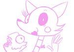  2015 2_heads animatronic anthro blush canine female five_nights_at_freddy&#039;s five_nights_at_freddy&#039;s_2 fox inkyfrog looking_at_viewer machine mammal mangle_(fnaf) monochrome multi_head pink_and_white robot simple_background smile solo style_emulation video_games waving white_background 